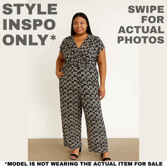 Kaileigh Black & White Print Jumper, Size 1X – Flowy & Flattering [0044] - Picture 3 of 7